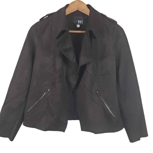 KUT from the Kloth Faux Suede Moto Jacket Military Style - XS - Picture 1 of 4